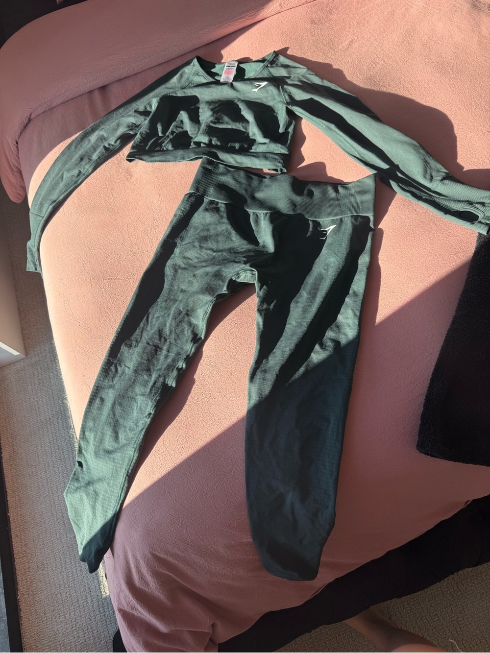 Gymshark Dark Green Seamless High-Waist Leggings & Crop Top Set